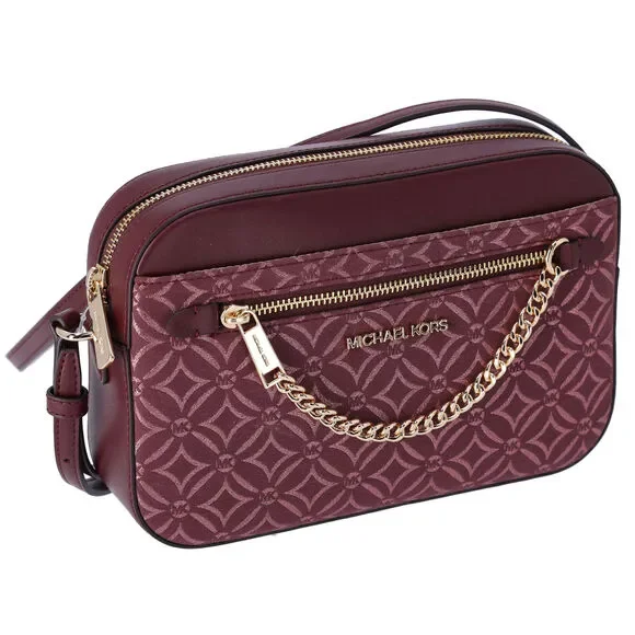 Michael Kors Jet Set East West Chain Crossbody Metallic Oxblood Multi - Picture 3 of 4